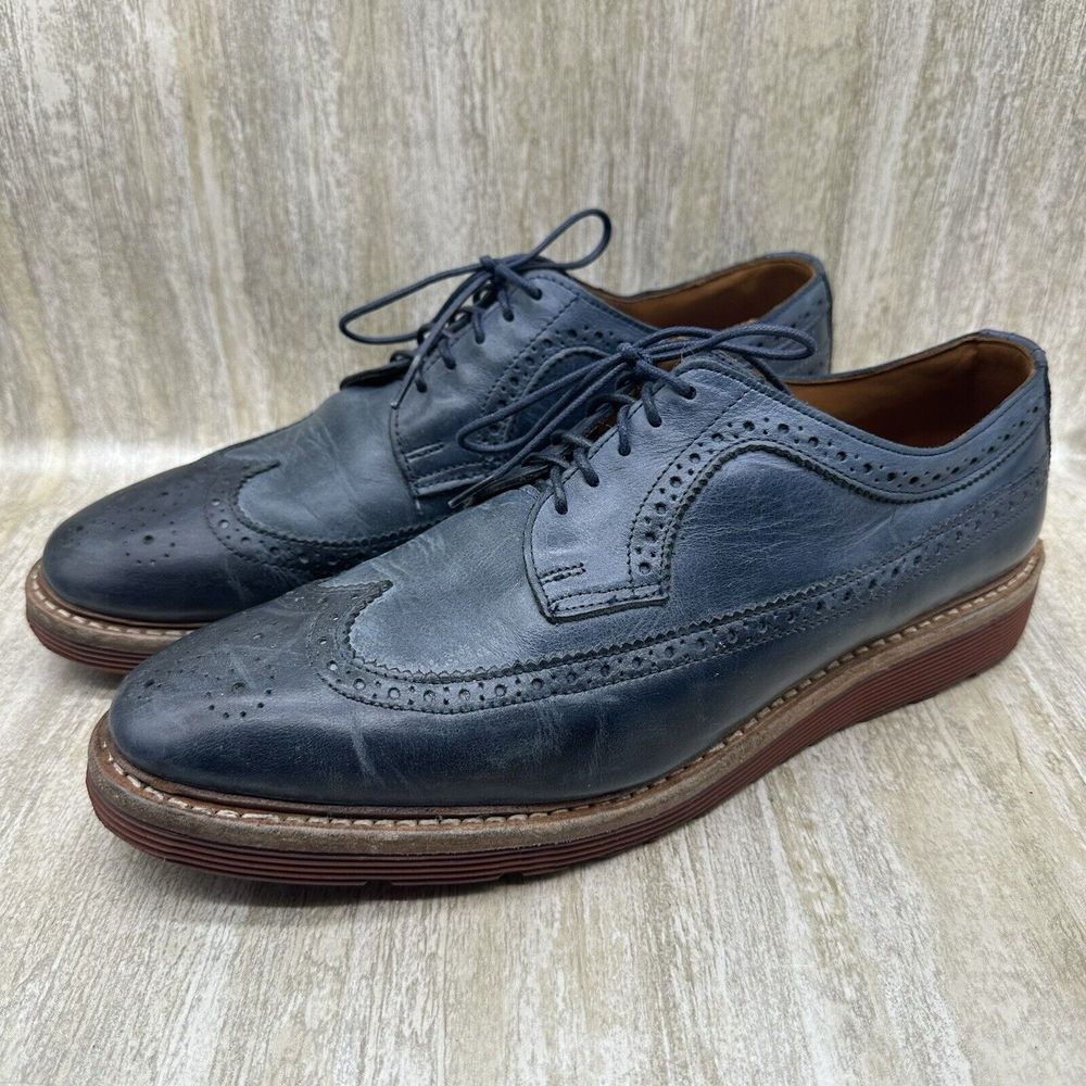 Men's Blue Leather Oxfords